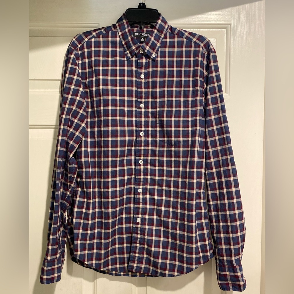 💥J Crew Mercantile plaid button down shirt men’s medium